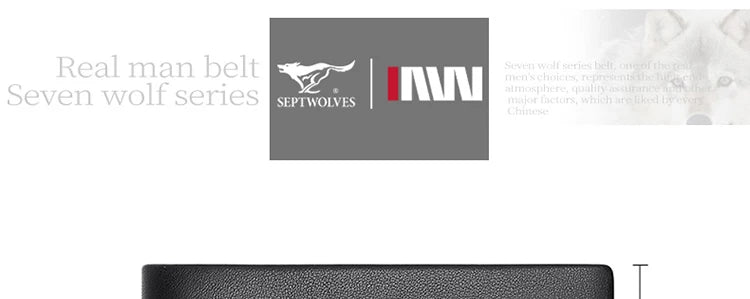 Septwolves Genuine Leather Wallets For Men Original Leather Wallet Man Cowhide Wolf Pattern With Brand Box Father Lover Gift