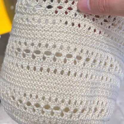Hollow Out Crochet Sun Hat Wide Brim Bucket Hat Knitted Fisherman Hat Foldable Visor Small Fresh Simple Outdoor Casual Beach Cap