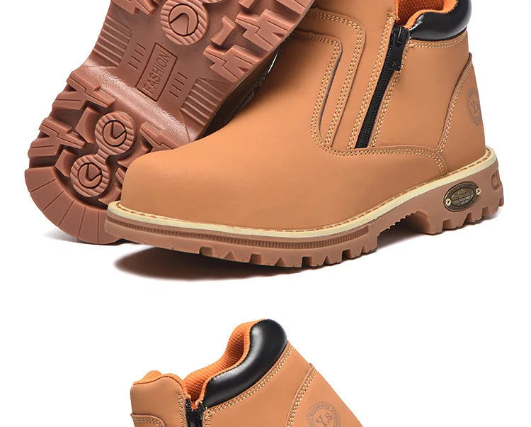 Zapatos de trabajo para hombre, zapatos de seguridad impermeables, botas de cuero antichispas para hombre, zapatos de soldador antideslizantes y antiperforación para hombre, zapatos de trabajo negros.