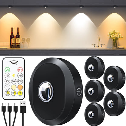 Luz de disco RGB recarregável WILLED com controle remoto Luzes de bateria de 1200mAh, toque regulável sob a luz noturna de iluminação do armário