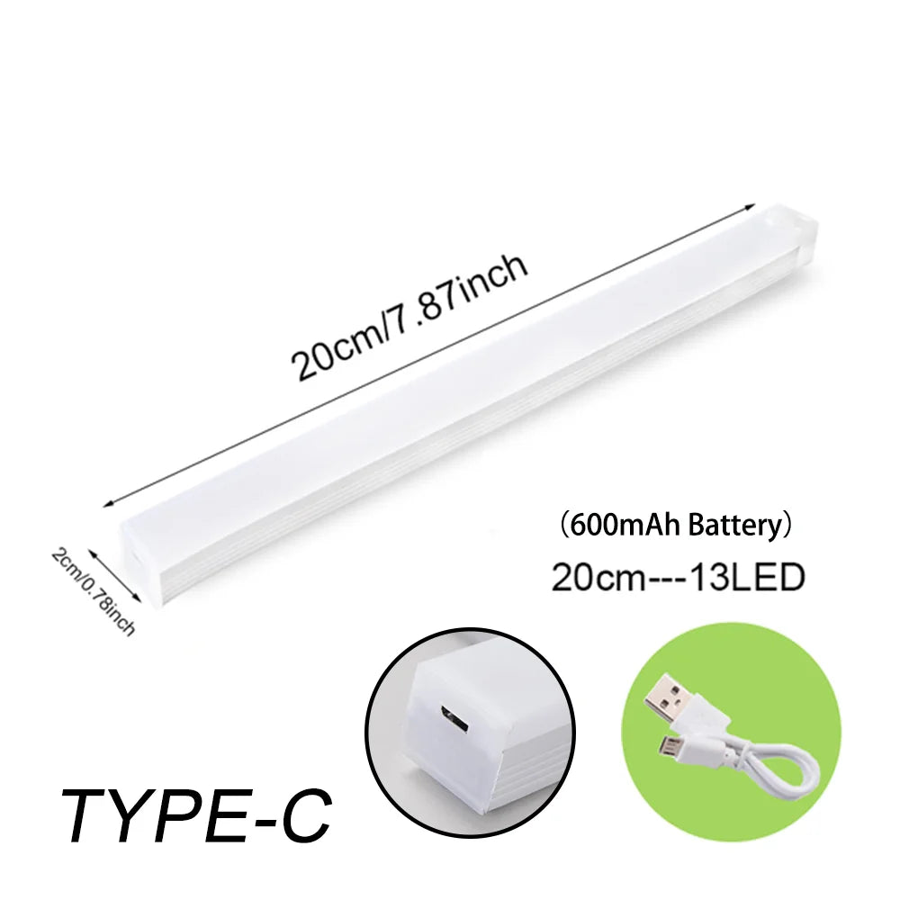 Luz LED Noturna Sem Fio com Sensor de Movimento e Recarregamento Tipo C – Iluminação para Armários, Guarda-roupas, Escadas e Cozinha