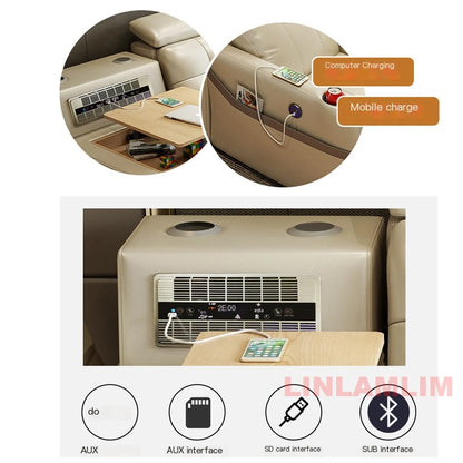MINGDIBAO Massage Bed with Ultimate Comfort and Genuine Leather Multifunctional Frame - Bluetooth Speaker, Safe Air Cleaner, USB