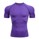 Men Compression Running T Shirt Fitness Tight Short Sleeve Tshirt Training Jogging Shirts Gym Sportswear Quick Dry Rashgard