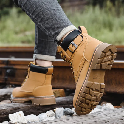 Latest 2023 Waterproof Men Leather Boots Steel Toe Cap Safety Work Shoes Anti Smashing Indestructible Construction Welding Boots