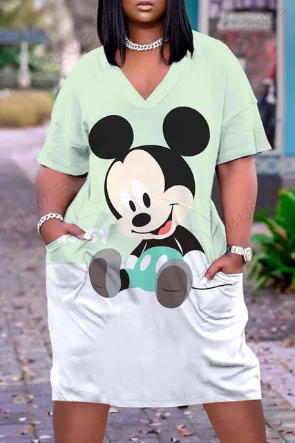 Disney-elegantes vestidos longos femininos, roupas de mulher, chique grande, verão, plus size, 2024