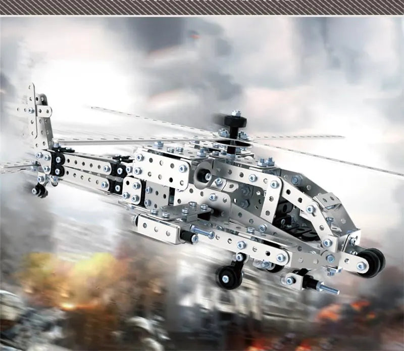 Children DIY Metal 3D Assembly Building Blocks Aircraft Warship Model Screw Nut Metal Toys Adult High-Difficulty Puzzle