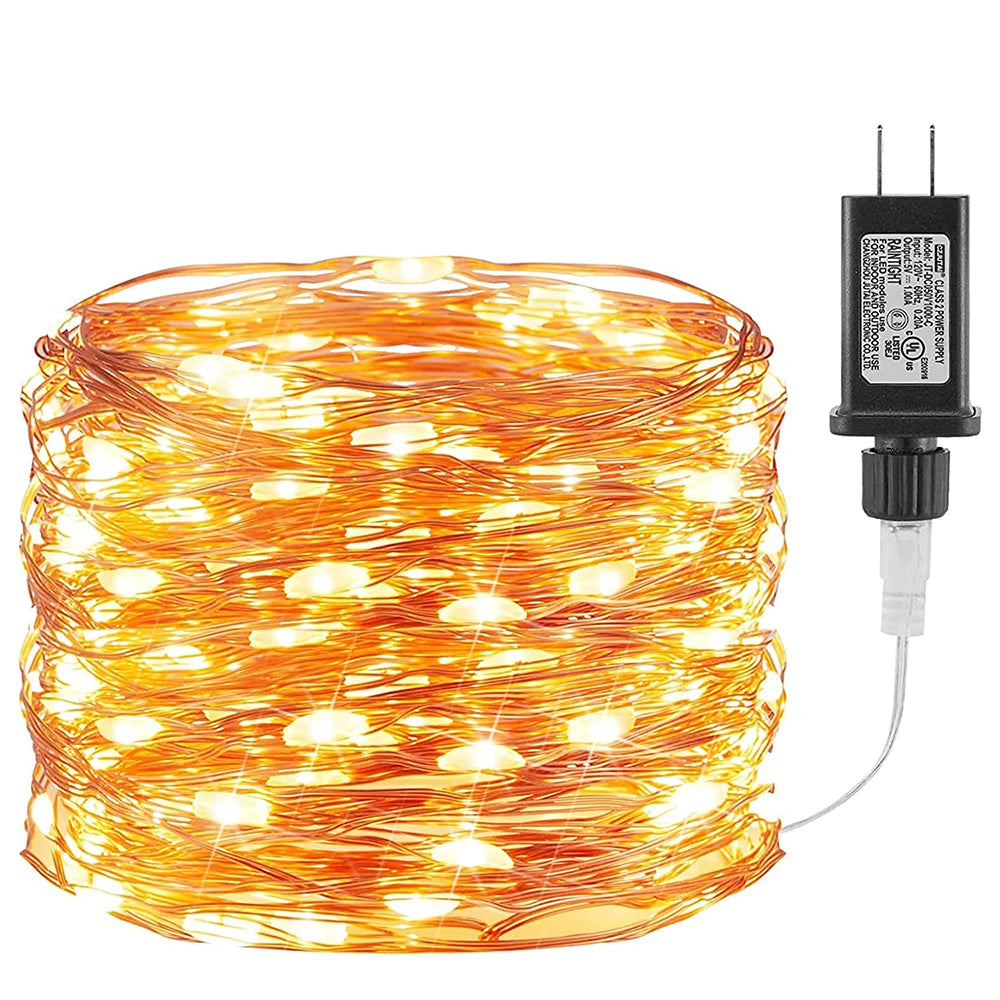 100m 1000led branco quente luzes de fadas ao ar livre à prova dwaterproof água dobrável interior natal festa feriado casamento decoração do jardim