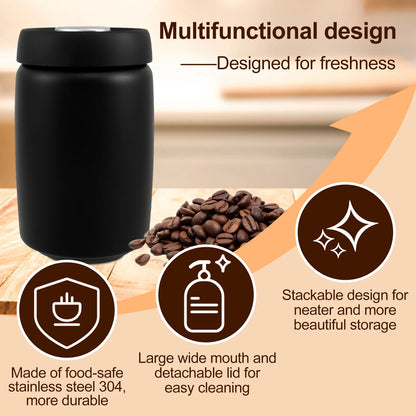 Coffee Beans Vacuum Sealed Jug 304 Stainless Steel Food Keep Fresh Storage Container Kitchen 1200ml Coffee Vacuum Canister