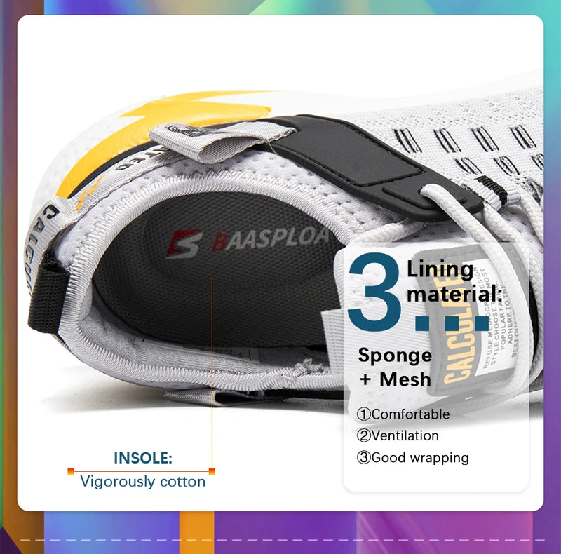 Baasploa Men Casual Sneakers New Mesh Breathable Sport Shoes For Men Lightweight Comfort Running Shoes Non-Slip Outdoor Male