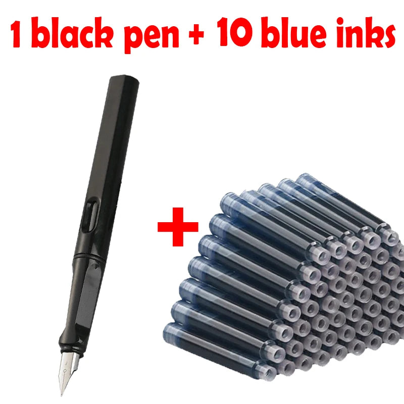 11pcs Fountain Pen Set 0.38mm Replaceable Ink For Smooth Writing, Multifunctional Office Stationery And Learning Supplies