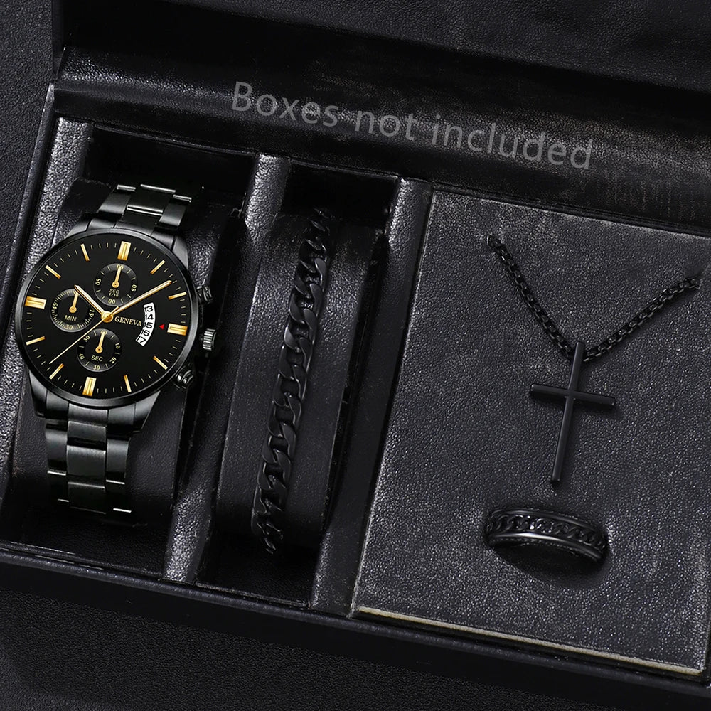 Fashion Men Stainless Steel Watch Luxury Calendar Quartz Wristwatch Men's Business Watches for Men Clock Montre Homme
