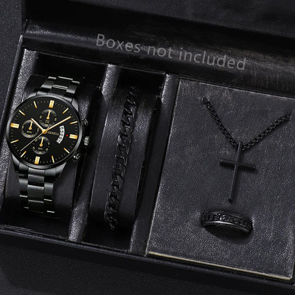 Fashion Men Stainless Steel Watch Luxury Calendar Quartz Wrist Watch Mens Business Watches for Man Clock Montre Homme