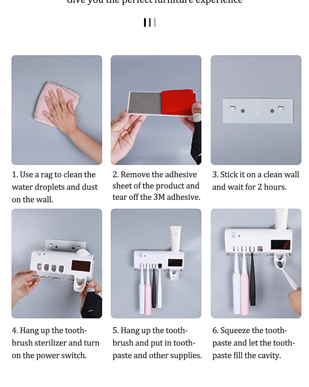 Toothbrush Holder Toothpaste Dispenser Solar Energy Bathroom Toothbrush Storage Box Multi-function Storage Holder USB Charge