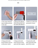 Toothbrush Holder Toothpaste Dispenser Solar Energy Bathroom Toothbrush Storage Box Multi-function Storage Holder USB Charge
