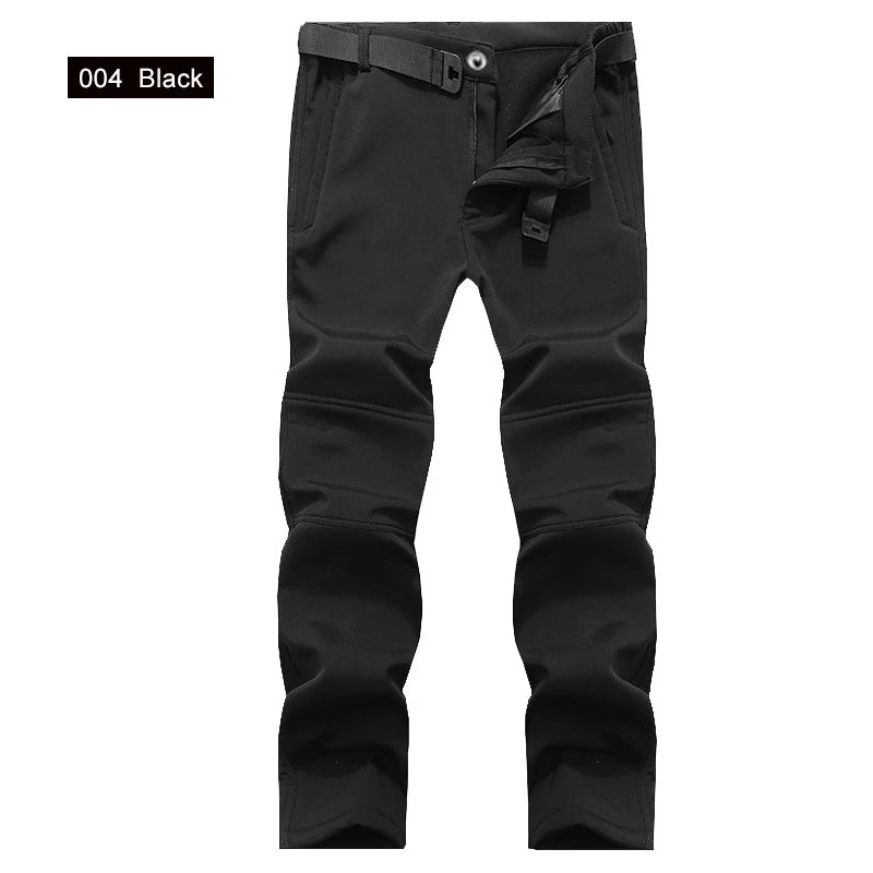 TRVLWEGO Winter Men Camping Hiking Pants Travel Soft Shell Warm Waterproof Fleece Windproof Outdoor Skiing Trekking Trousers
