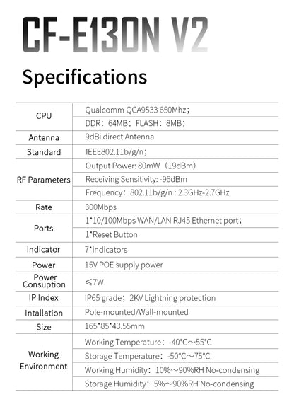 300Mbps Outdoor Bridge 2.4Ghz 15V/48V POE Power WIFI CPE 1-5KM Stable Transmission WiFi Repeater For Long Range IP Camera