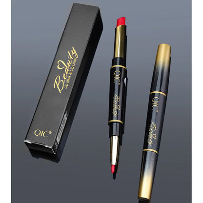 Delineador de labios 2 en 1, resistente al agua, mate, lápiz labial, rojo sexy, de larga duración, maquillaje, cosméticos