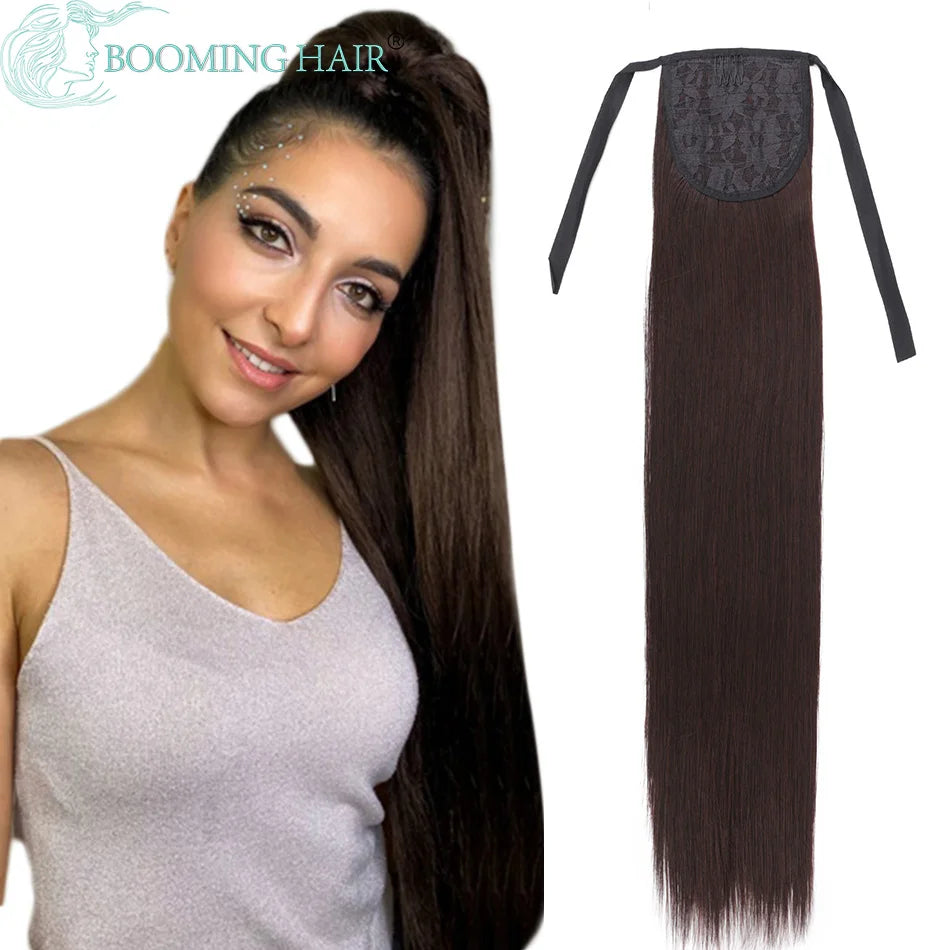 Extensões de rabo de cavalo cacheado longo 80cm aplique sintético com cordão e clip water wave