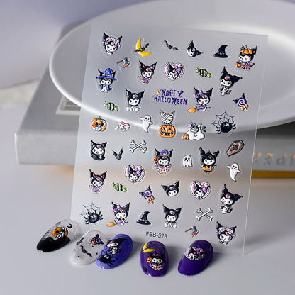 Sanrio Anime 5D Nail Stickers Hello Kitty Kurome Cartoon Stickers Nail Decoration Cute Melody Nail Art Decals Nail Art Supplies