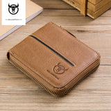 Bullcaptain Genuine Leather Men's Short Wallet Casual Men's Coin Purse Vintage Male Zipper Card Holder Luxury Money Bags JYB022