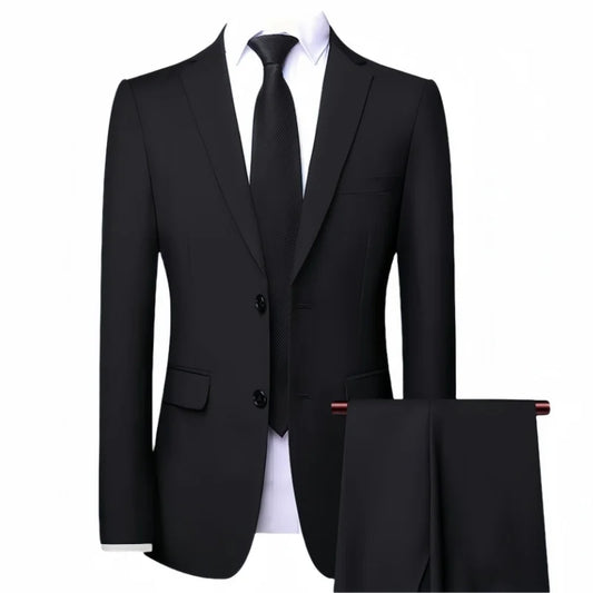 Traje de novio para boda 2025, corte entallado, 2 piezas (chaqueta y pantalón), transpirable (corbata incluida), ideal para padrinos de boda, fiestas y bailes de graduación.