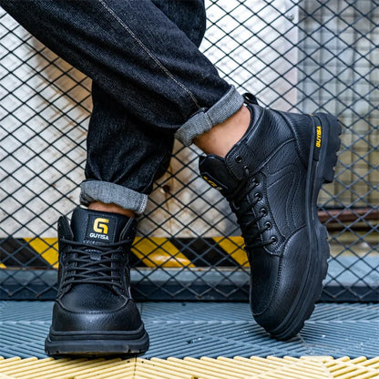 Latest 2023 Waterproof Men Leather Boots Steel Toe Cap Safety Work Shoes Anti Smashing Indestructible Construction Welding Boots