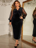 4xl sexy com decote em v bodycon lantejoulas oversize festa vestido de noite manga longa midi vestido de noite veludo plus size vestidos femininos