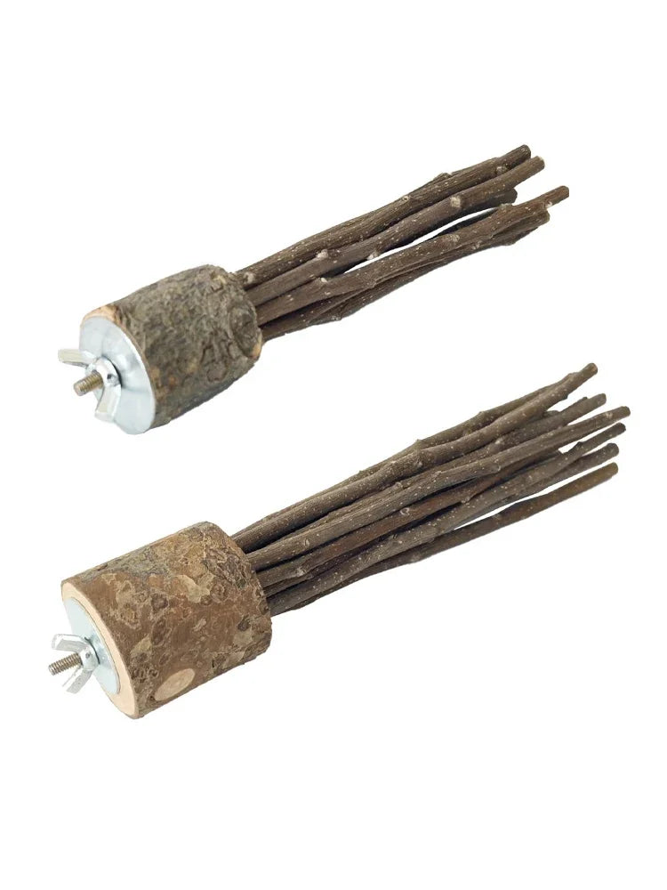 Natural Apple Tree Wood Pet Parrot Raw Wood Fork Tree Branch Stand Rack Squirrel Bird Hamster Branch Perches Chew Bite Toys