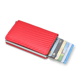 RFID Aluminum Men Wallet Card Holders Purse Carbon Fiber Men Business Slim Thin Smart Wallet Credit Cardholder Case Note Holder