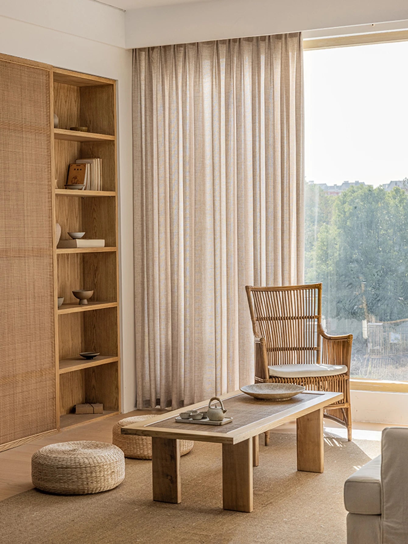 Factory Supply Natural Linen Japanese Koreanstyle Curtain  LivingRoom Bedroom Transparent Finished Gauze Sheer Drape Home Window