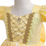 Children Princess Costume Kids Halloween Carnival Beauty Beast Birthday Party Clothes Girl Yellow Belle Cosplay Dress Up