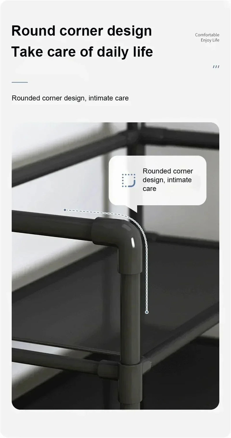 Zapatero de múltiples capas para el hogar, perchero integrado para abrigos y sombreros, puerta para zapatos, estante multifuncional simple