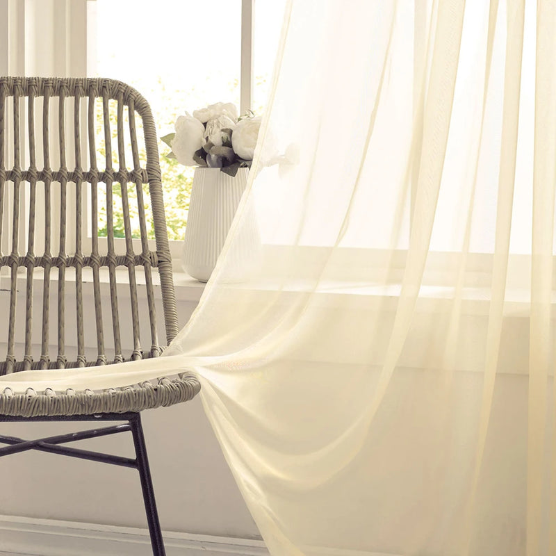 Sheer Curtains for Bedroom Windows Casual Solid White Yarn Tulle Curtain for Nursery/Living Room Kitchen Window Treatments