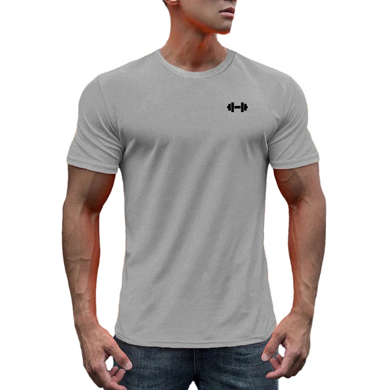 Gym Fitness Muscle Short Sleeve O-Neck Clothing Summer Mesh Breathable Quick Dry Cool T-shirt Mens Bodybuilding Running Shirts