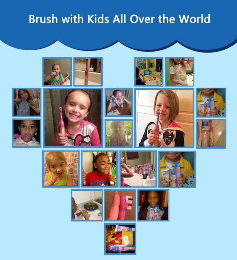 Oral-B Kid Electric Toothbrush Pro-Health Soft Bristle Rounded Vibrate Brush Heads Gum Care Teeth Brush Battery Power for Age 3+