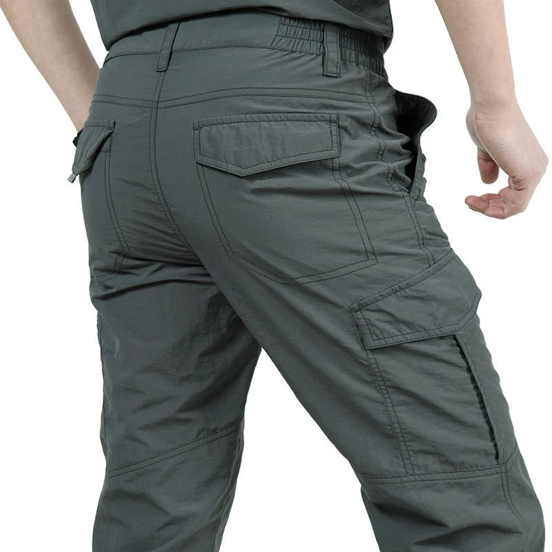 Men's Summer Tactical Cargo Pants Lightweight Casual Waterproof Trousers Casual Pants Wear-Resistant Multi-Pocket Outdoor Hiking
