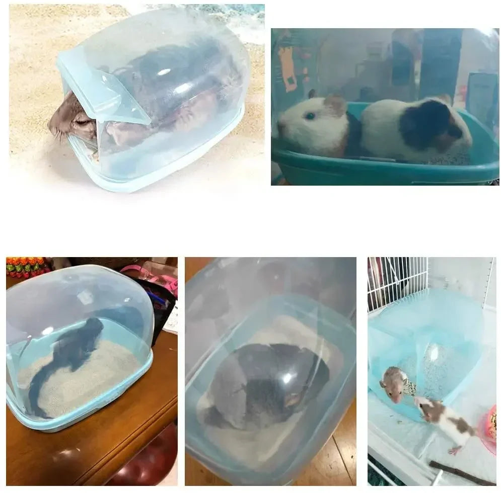 Chinchilla Dry Bath Hedgehog Sand Room Sauna Toilet Shower Room Small Animal Bath House Degu Squirrel Dust Bath Pets Bathroom