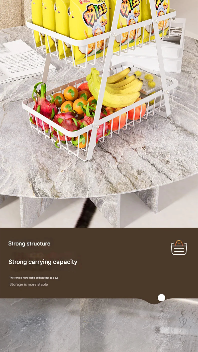 Double Layer Multifunctional Storage Basket, Desktop Shelf, Snack And Fruit Storage Table, With Two Layers Of Storage On Top