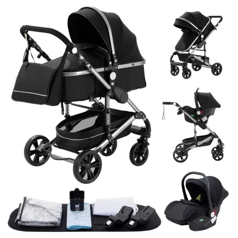 Newest Baby Stroller 3 in 1 Portable Luxury Travel Baby Carriage Fold Pram High Landscape Aluminum Frame Newborn Infant Stroller