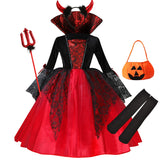 Fantasia de Vampira para Meninas (Halloween) – Vestido de Noiva Fantasma/Vampira – Traje para Festa de Carnaval e Estilo Gótico Escarlate