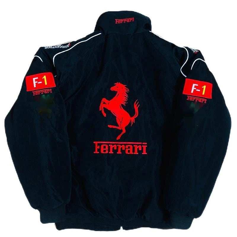 European American 2024 Spring Autumn New Cross Border Amazon F1 Rally Color Blocked Embroidered Long Sleeved Motorcycle Jacket