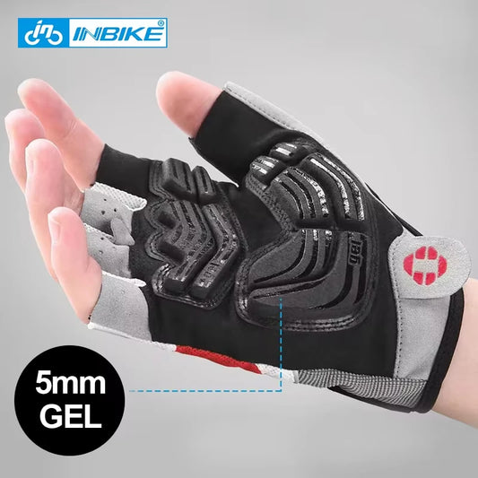 INBIKE - Guantes de ciclismo con almohadilla de gel a prueba de golpes, de medio dedo, deportivos, para hombre y mujer, de verano, para ciclismo, gimnasio, fitness, MTB, IF239