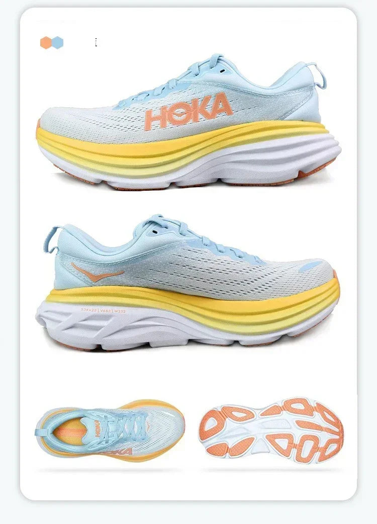 HOKA Sport Running Shoes Bondi 8 Breathable Anti Slip Cushioning Road Runs Shoes Men Sport Shoes Lifestyle Outdoor Sneaker Women