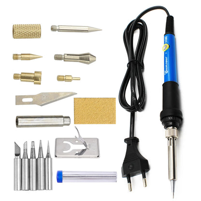 7 in 1 Wood Embossing Burning Carving Pyrography Pen Kit 60W / 80W Adjustable Temperature Soldering Iron Hand Operated Tools Set