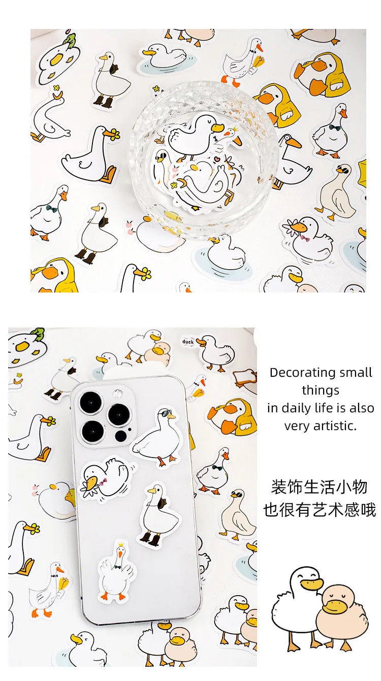 Etori Life46pcs/pack Good Life Duck Album decorative stickers Self-adhesive stickers for DIY student stationery notebook diary