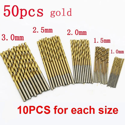 Juego de brocas helicoidales HSS con revestimiento de titanio (50/100 unidades), brocas de acero de alta velocidad para metal, hierro fundido y madera, herramientas eléctricas de alta calidad.