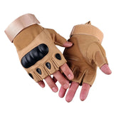Tactical Half-Finger Gloves Knuckle-Enhanced Combat Gloves Outdoor Sports Hiking Shooting Riding Hand Protection for Work Safety