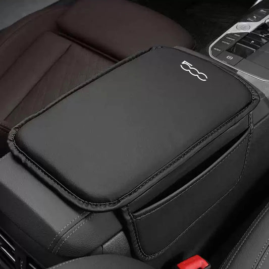 For Fiat 500 500C 500S 500X Abarth Car Accessories Center Console Arm Rest Protector Leather Car Armrest Box Pad Storage Pocket