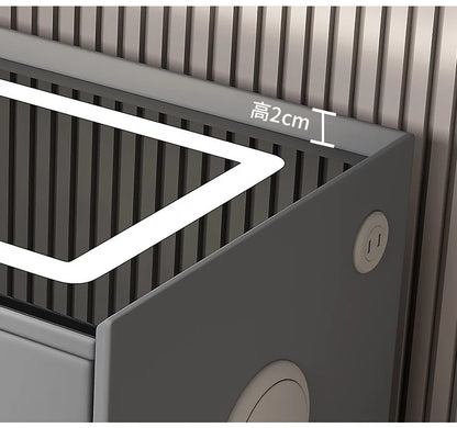 Mesita de noche inteligente de estilo nórdico con 2 cajones, mesitas de noche de cuero de 50 cm con carga inalámbrica, mueble auxiliar para el hogar con USB