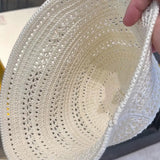 Hollow Out Crochet Sun Hat Wide Brim Bucket Hat Knitted Fisherman Hat Foldable Visor Small Fresh Simple Outdoor Casual Beach Cap